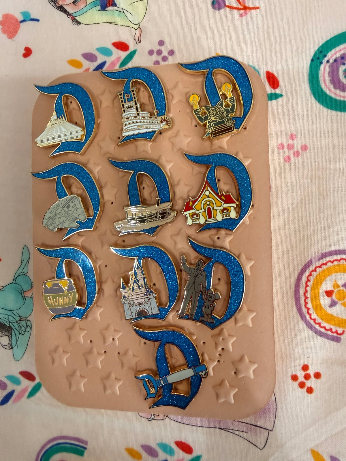 Disneyland D Glitter Key Pins - Complete Set