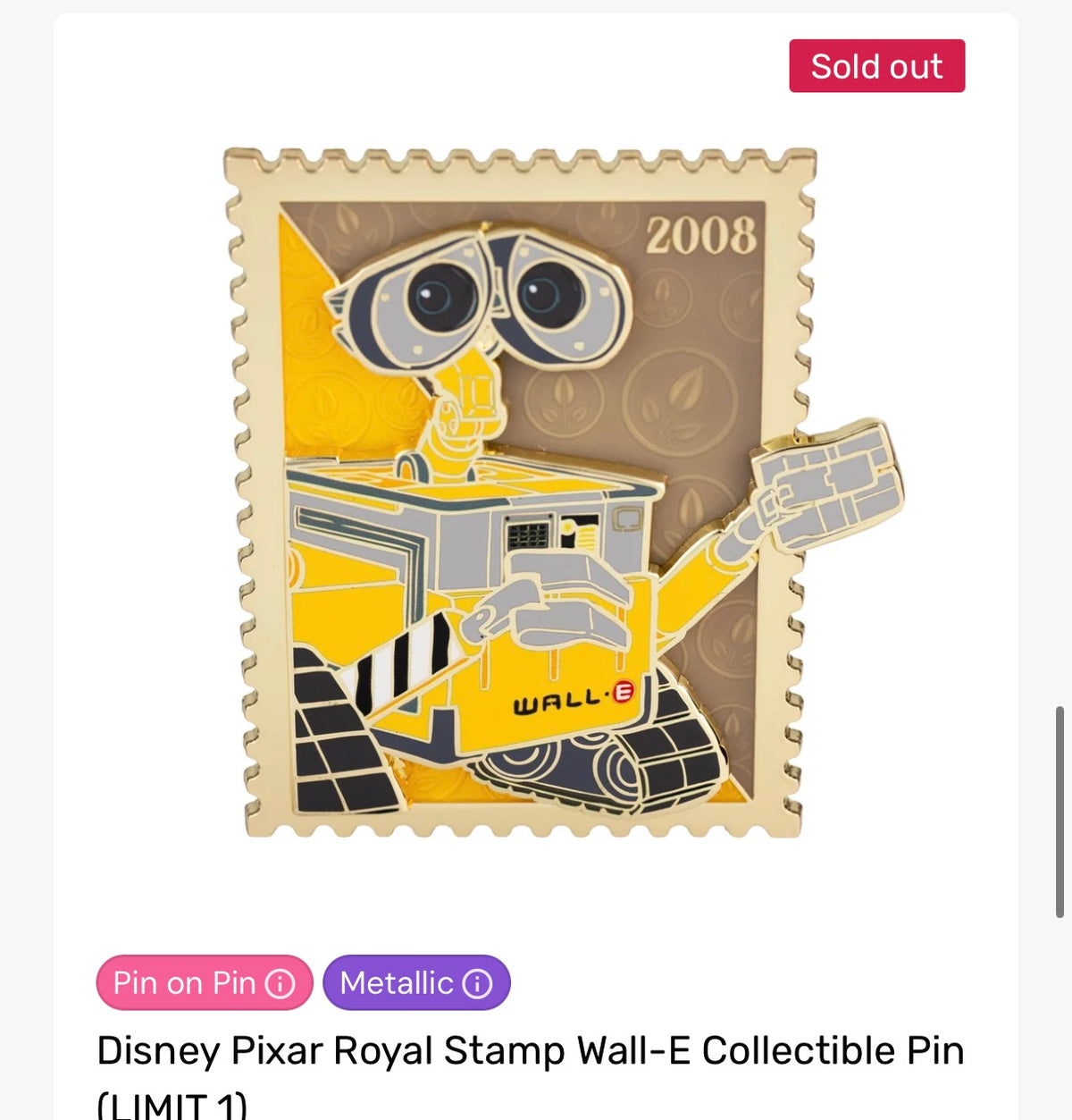 Confirmed Prepurchase - PALM Stamp LE400 - Wall-E